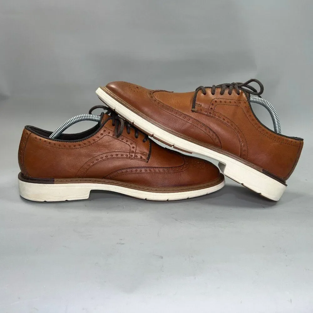 Cole Haan The Go To Wing Oxfords Men 8.5 Brown Leather Wing Tip Derby Dress Shoe